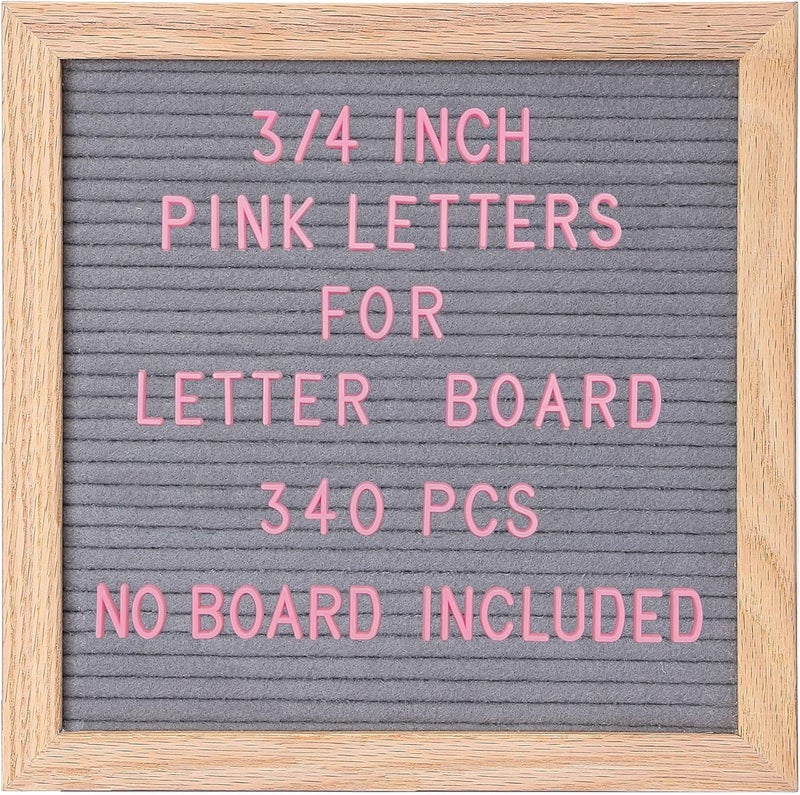 G GAMIT Felt Letter Board Letters Sets - Pre-cut 340pcs 3/4 Inch(0.75") Pink Letters with Canvas Bag(No Board Included) - Image 1